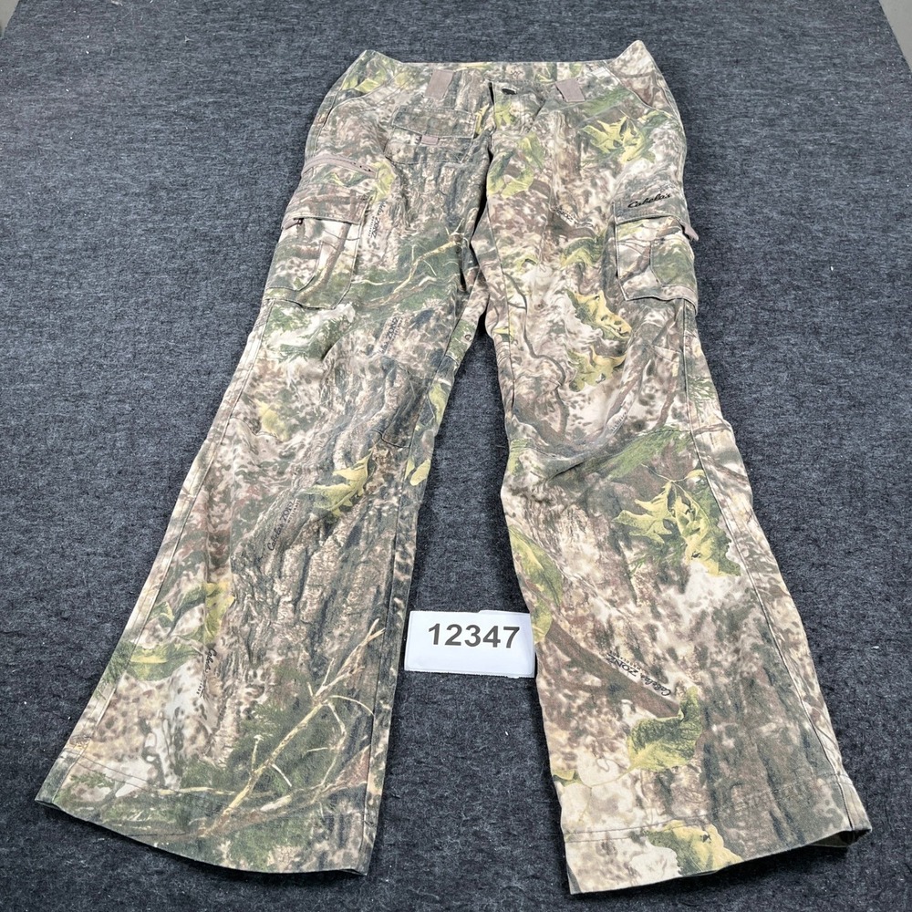 Cabelas Zonz Woodlands Camo Cargo Pants Womens 8 Green Brown Tactical L68PT078